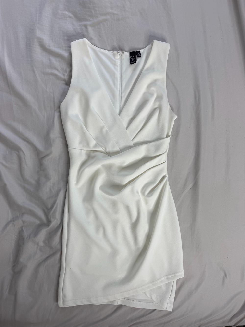 Windsor White Sleeveless Faux-Wrap Mini Dress